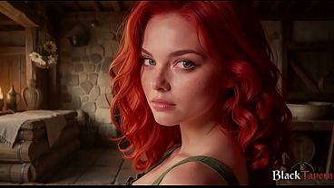 A redheaded beauty seduced a knight in a small room near the tavern, and they had loud sex AI]