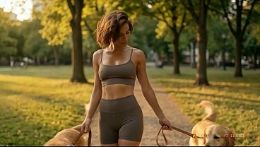 Fit Brunette Walking Her Dogs Gets Fucked in the Park at Dusk [Ai]
