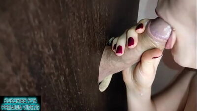 GLORY HOLE – Horny Girl Sucks Strangers Cock And Eats Their Cum