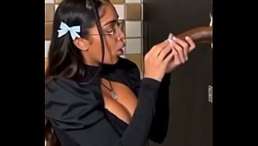 latina ai babe takes a trip to glory hole