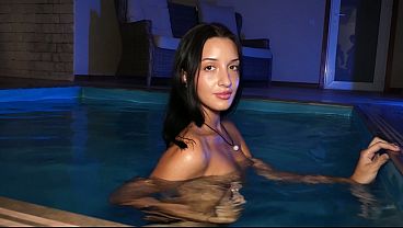 Pool to Sofa: Gagged Brunette Screams Through Tape While Squirming