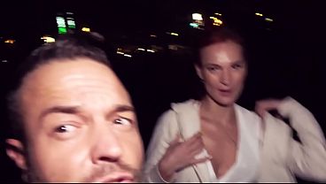 POV Public Extreme: Redhead Directly By Road (Got Caught!)