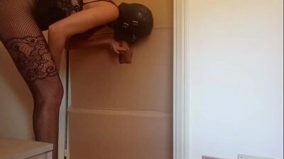 Preview – In a nylon catsuit and high heels I suck a cock and fuck it in a gloryhole until it cums in my mouth