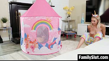 Stepbro Gets Caught Jerking Off in His Stepsis’s Unicorn Fortress and Things Escalate