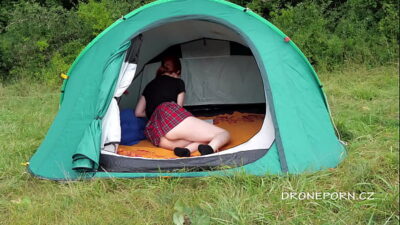 Sweet nudist ginger in the tent